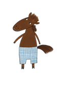 Print- The Horse in stripy shorts