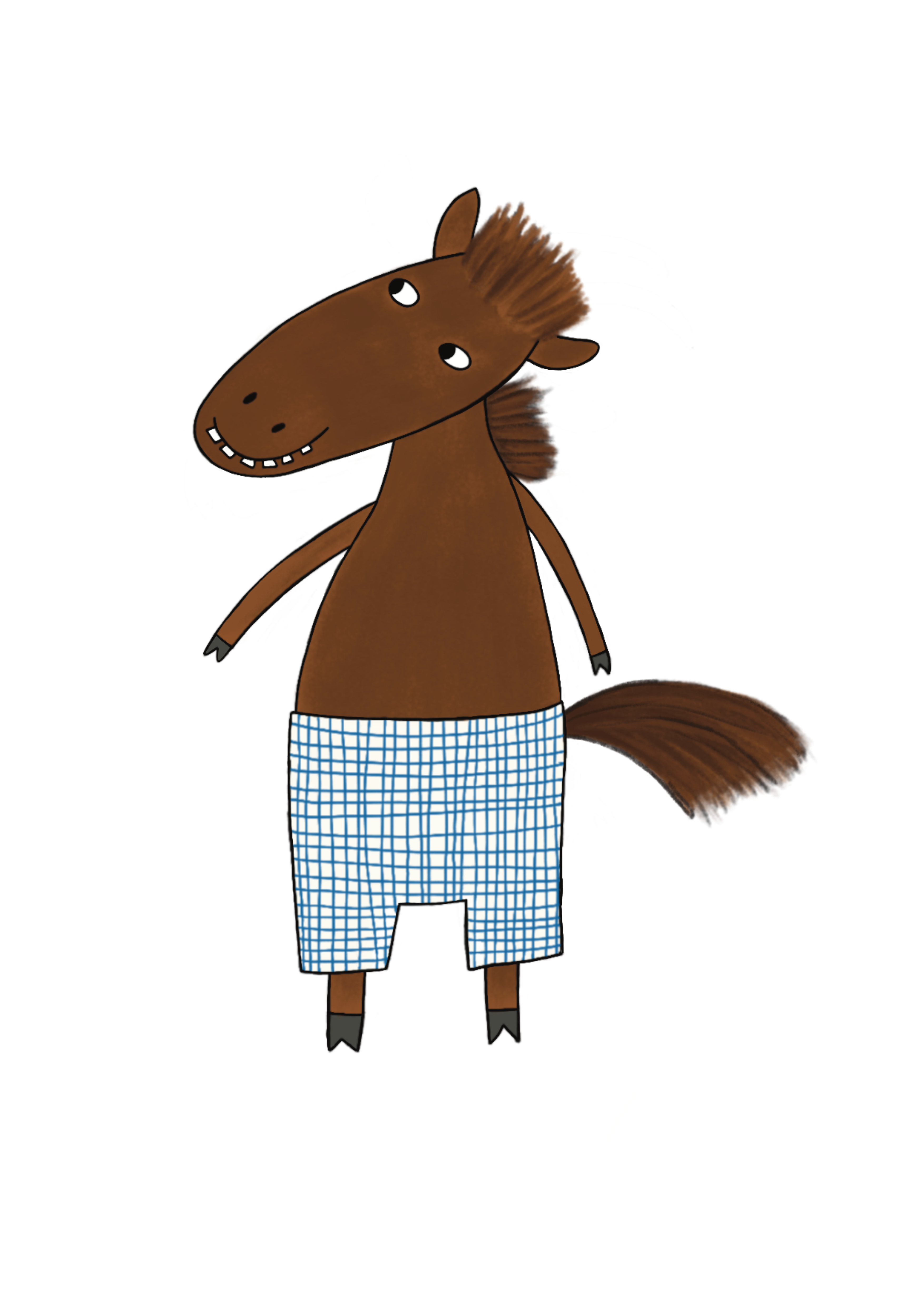 Print- The Horse in stripy shorts